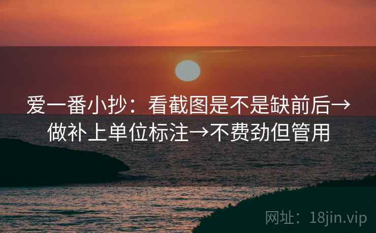 爱一番小抄：看截图是不是缺前后→做补上单位标注→不费劲但管用