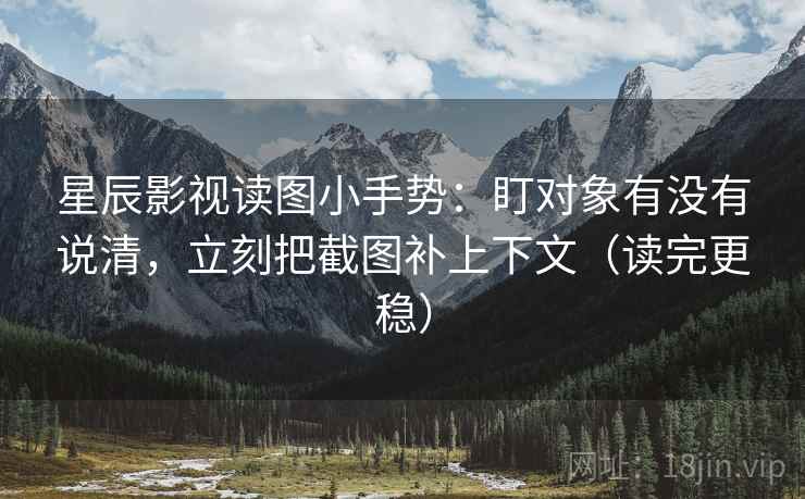 星辰影视读图小手势：盯对象有没有说清，立刻把截图补上下文（读完更稳）